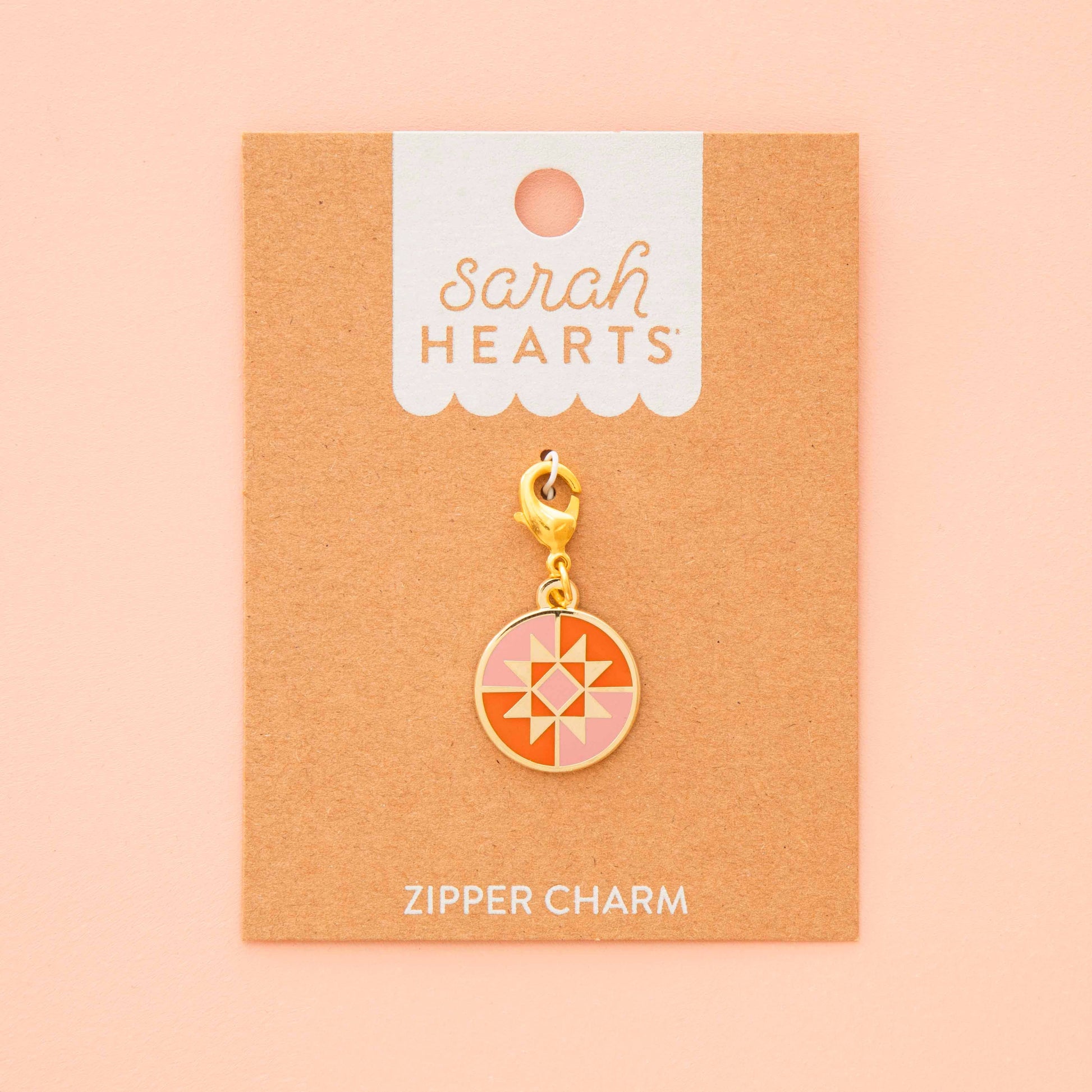 Sarah Hearts - Round Quilt Star Removable Zipper Charm