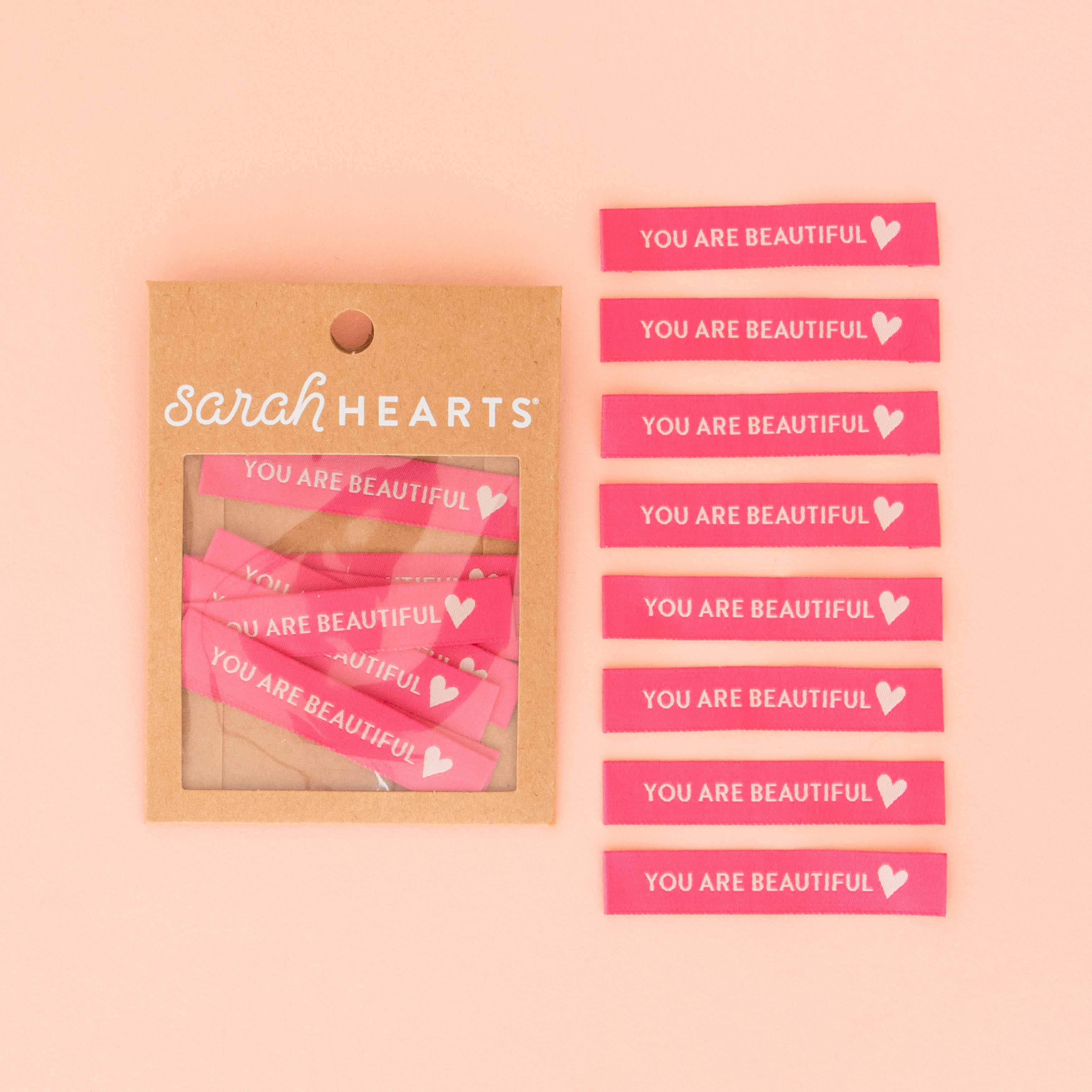 Sarah Hearts - You Are Beautiful - Sewing Woven Clothing Label Tags
