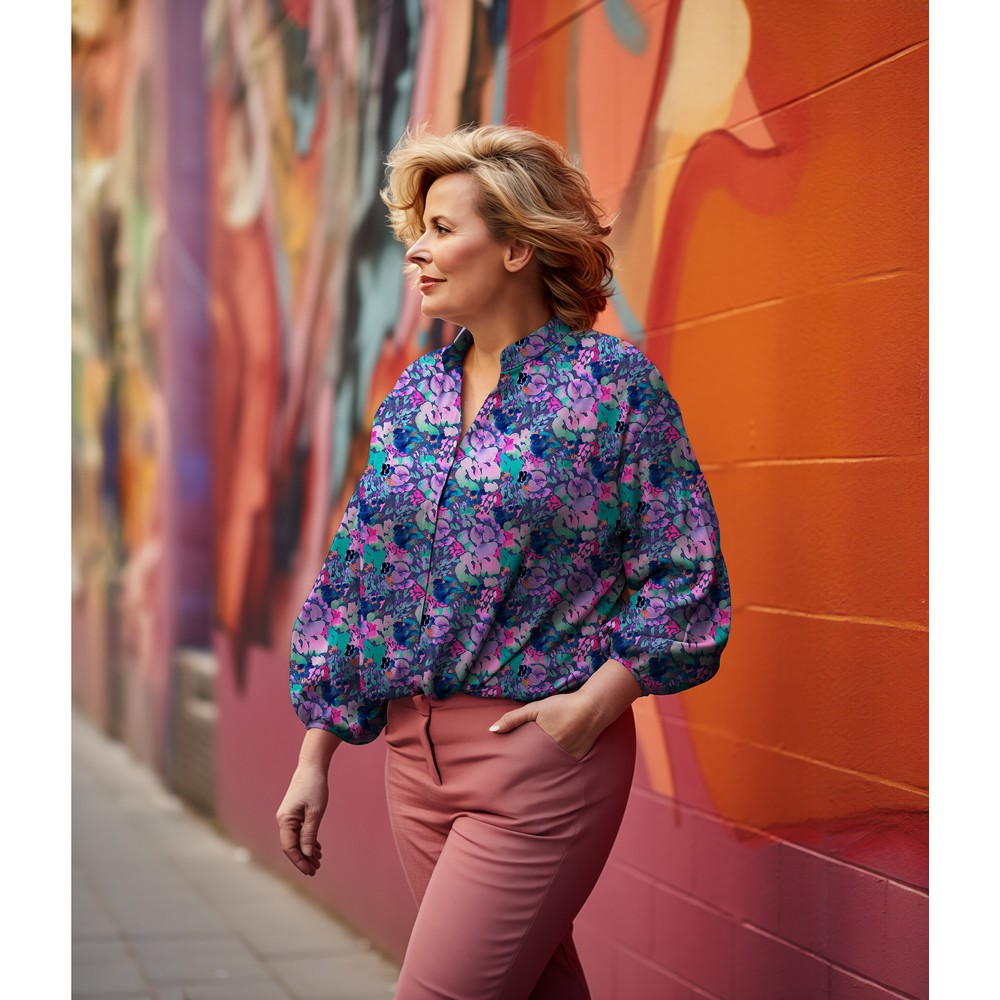 Cotton Satin Fabric – Digital Presence Charcole – Nerida Hansen