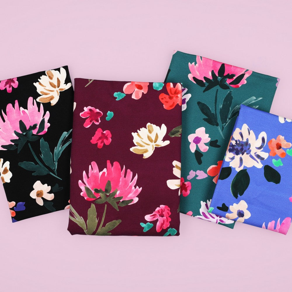 French Terry Fabric – Digital Colette Black – Nerida Hansen