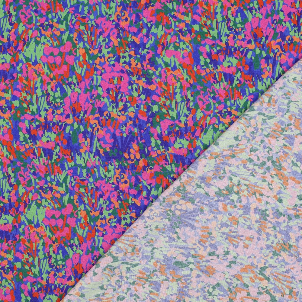 LENZING™ ECOVERO™ Viscose Fabric – Digital Colourful Garden Light Blue– Nerida Hansen