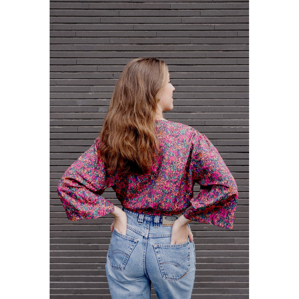 LENZING™ ECOVERO™ Viscose Fabric – Digital Colourful Garden Light Blue– Nerida Hansen