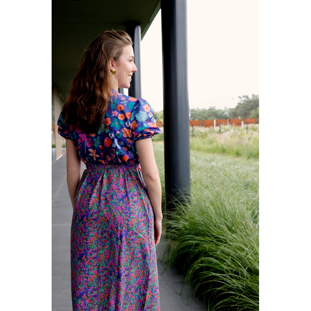 LENZING™ ECOVERO™ Viscose Fabric – Digital Colourful Garden Light Blue– Nerida Hansen