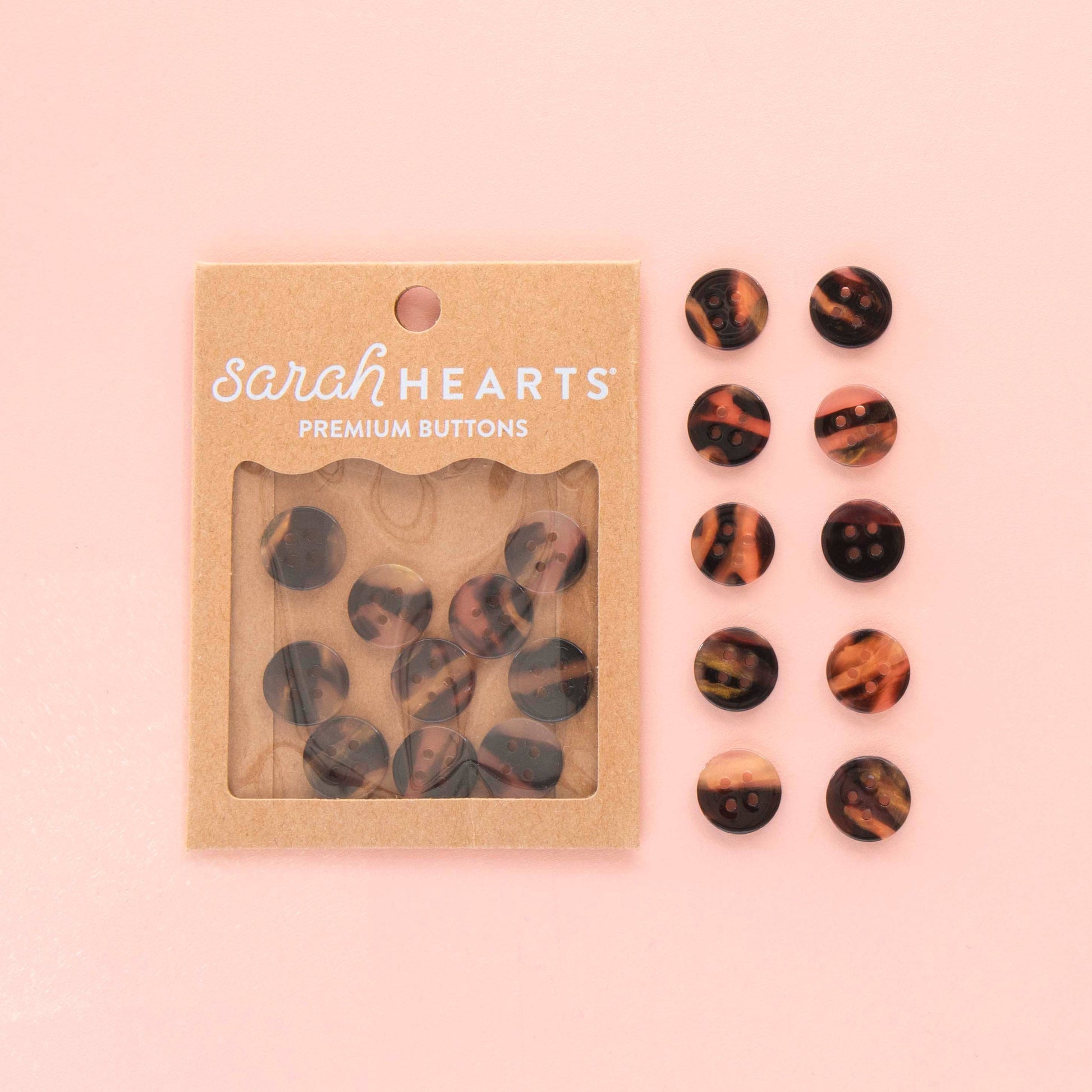 Sarah Hearts - Tortoise Shell Small 5/8" Buttons