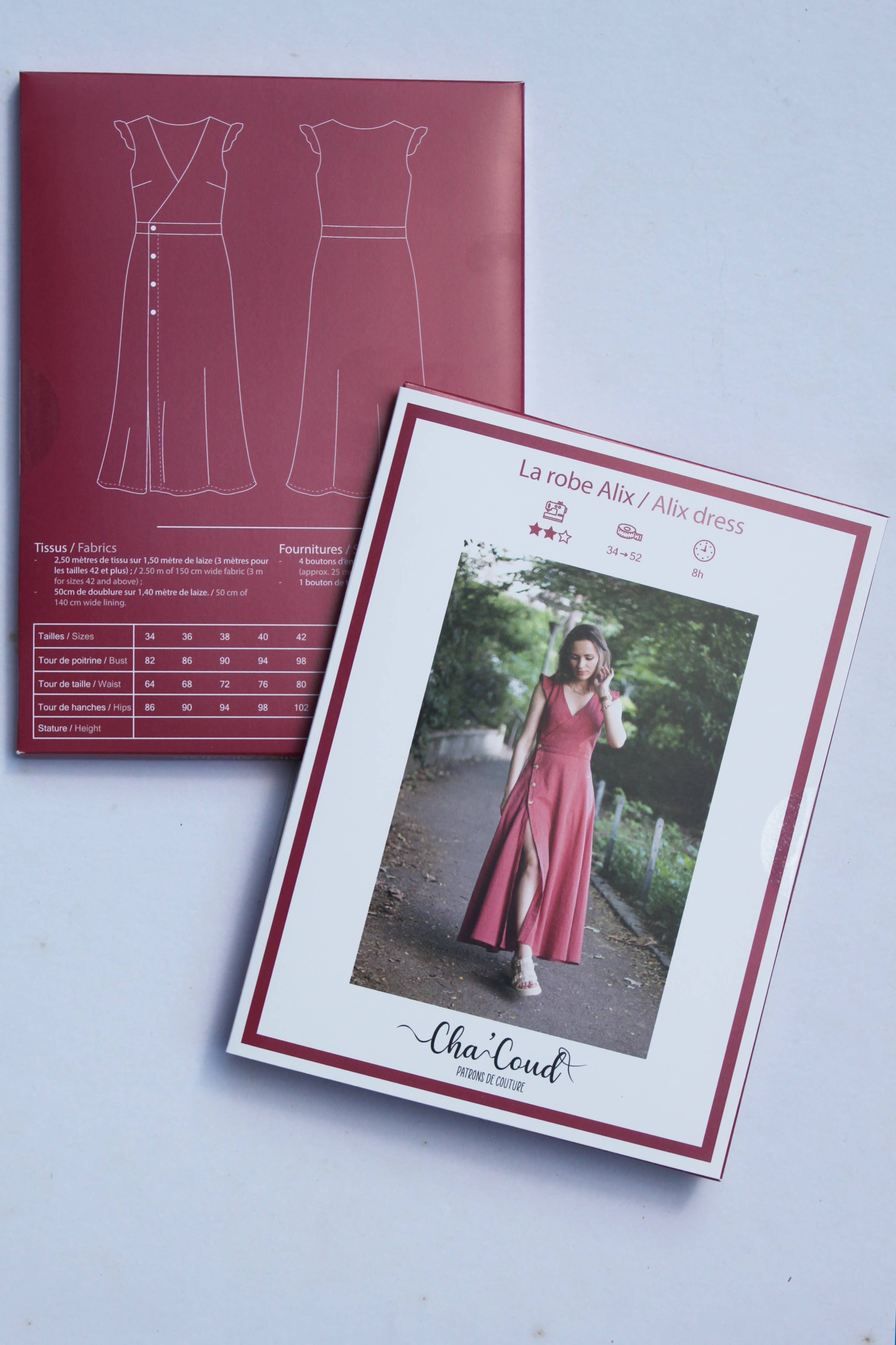 Cha' coud - Alix dress printed pattern - English
