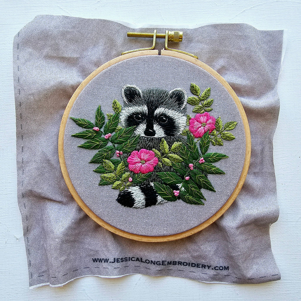 Jessica Long - Raccoon hand embroidery kit