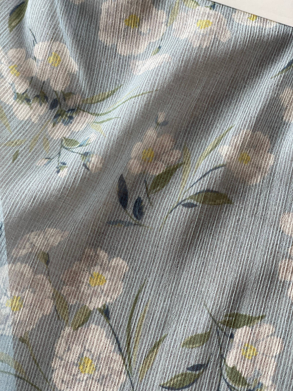 Polyester Elastane Mousseline Fabric – Appolline Print in Glacier Blue– Atelier 27