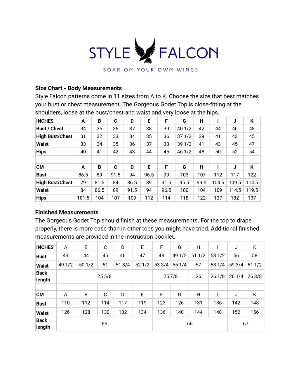 Style Falcon Gorgeous Godet Top Sewing Pattern