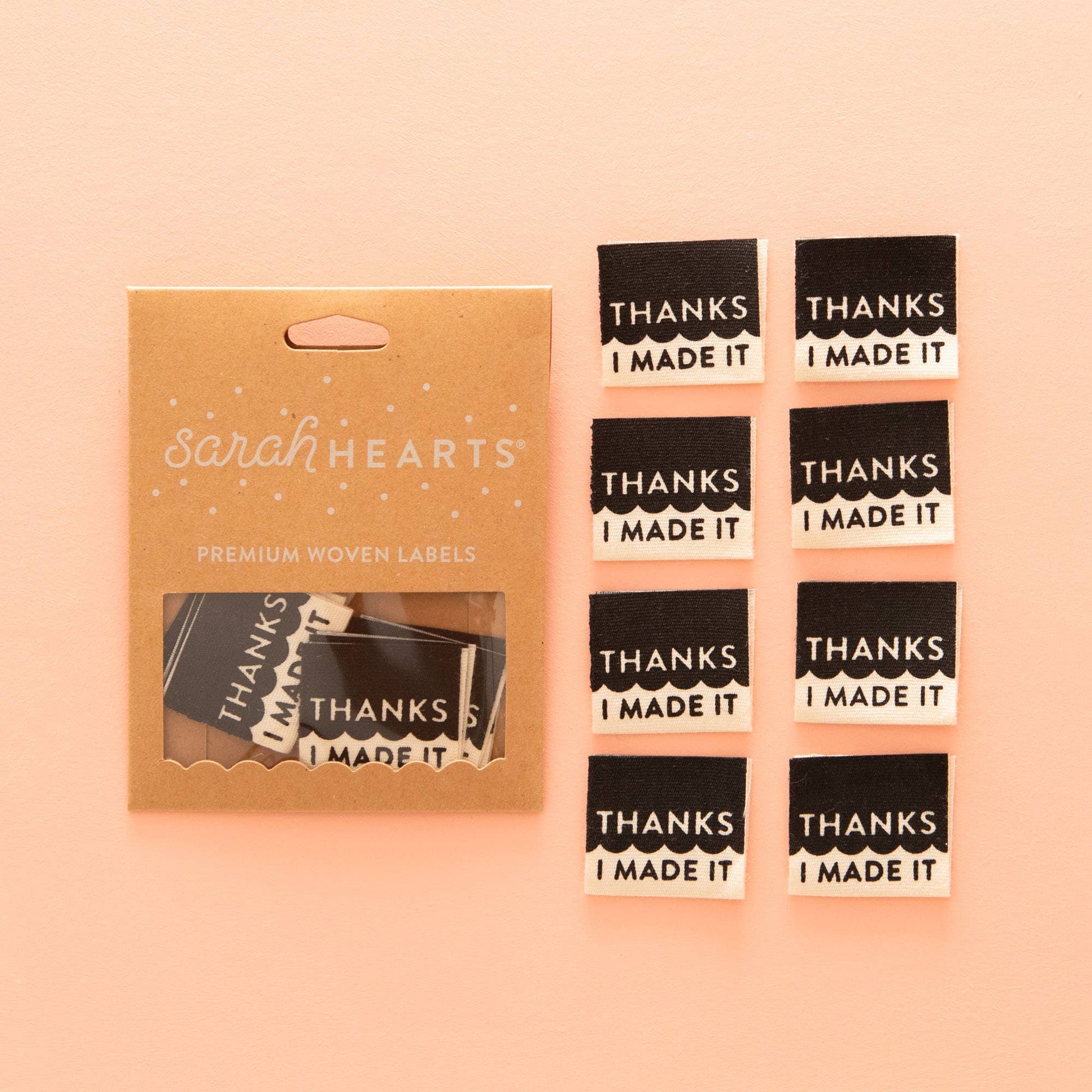 Sarah Hearts - Thanks I Made It Organic Cotton - Sewing Woven Label Tags