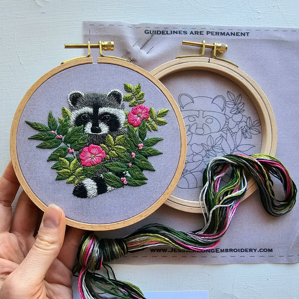 Jessica Long - Raccoon hand embroidery kit