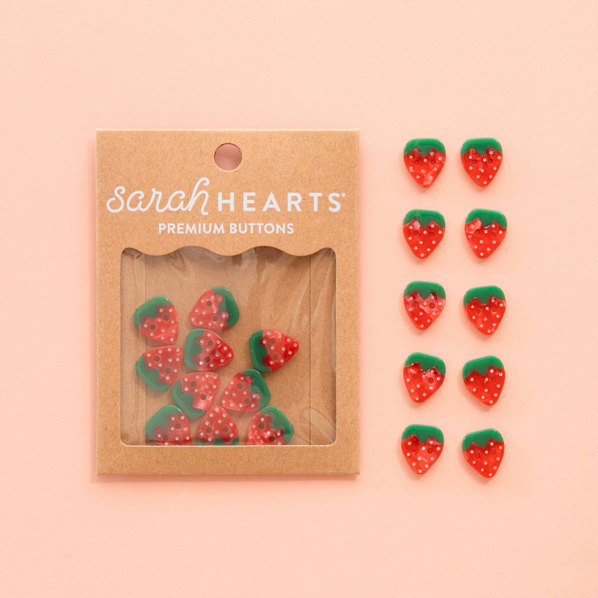 Sarah Hearts - Strawberry Small 5/8" Buttons