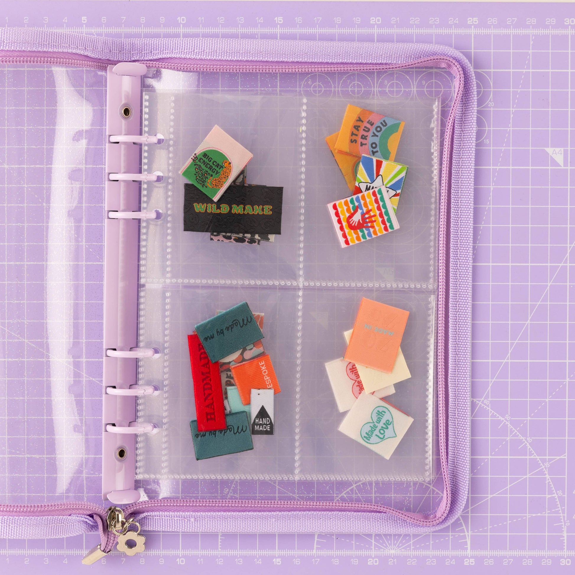 LABEL STASH FOLDER - PURPLE - Sewing Label Storage