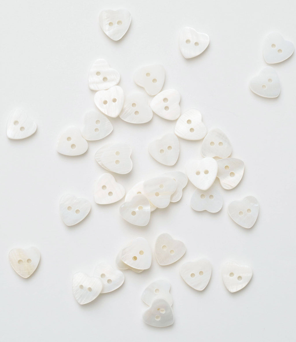 Heart shaped natural shell buttons 1/2 inch set of 12 by Matchy Matchy Sewing Club