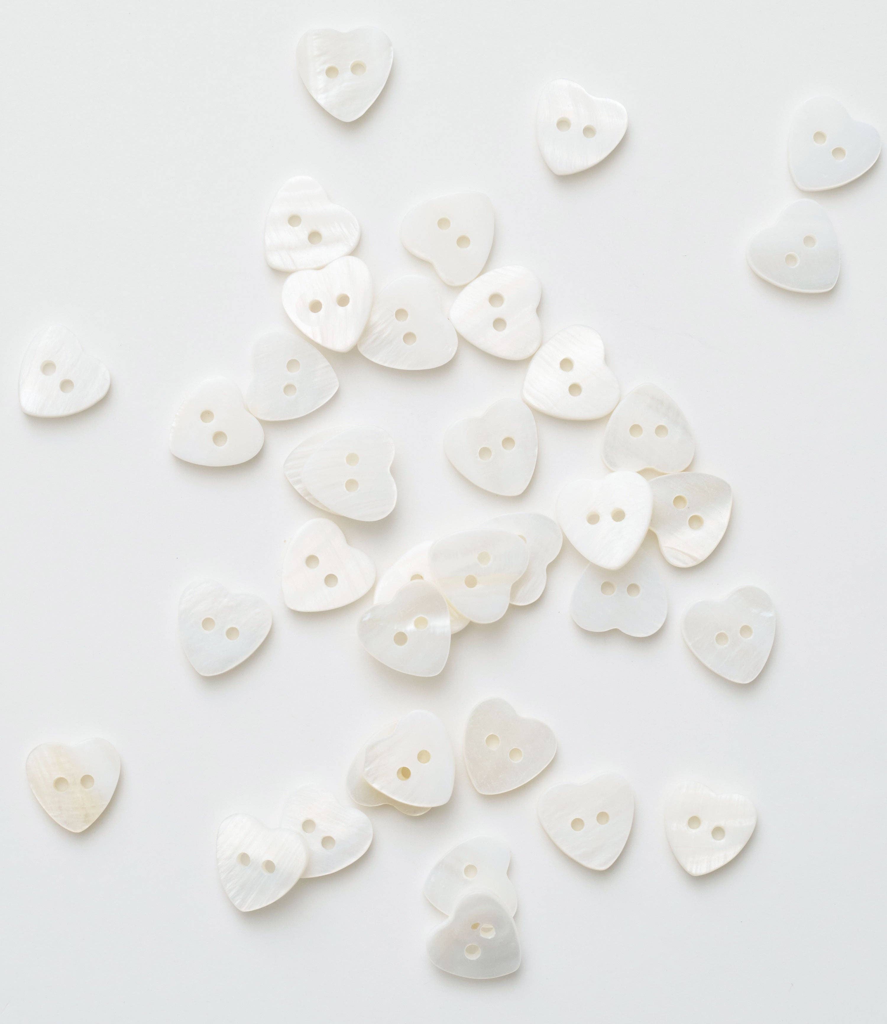 Heart shaped natural shell buttons 1/2 inch set of 12 by Matchy Matchy Sewing Club
