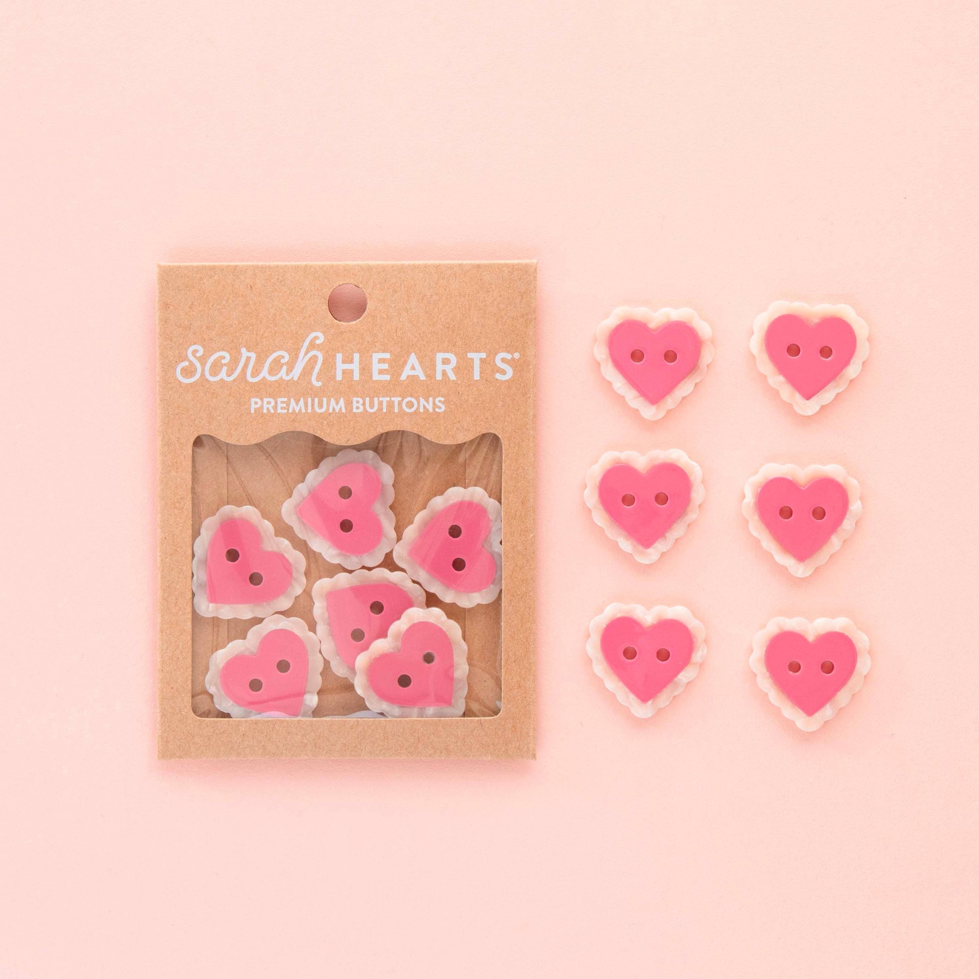 Sarah Hearts - Pink Sweet Heart Large 1" Buttons