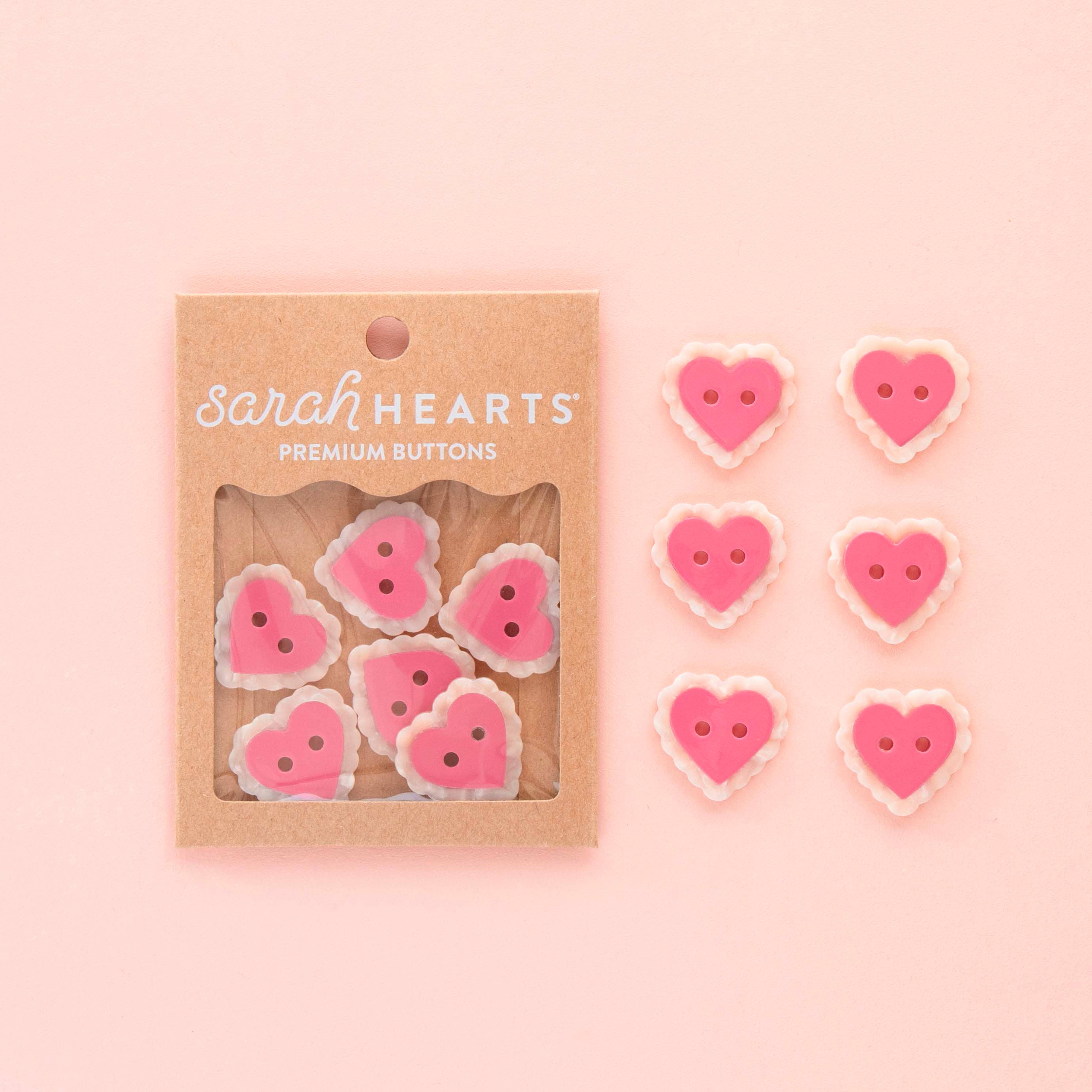 Sarah Hearts - Pink Sweet Heart Large 1" Buttons