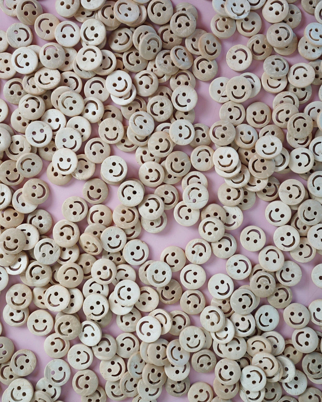 Smiley face wood buttons, 1/2 inch, set of 12, Matchy Matchy Sewing Club