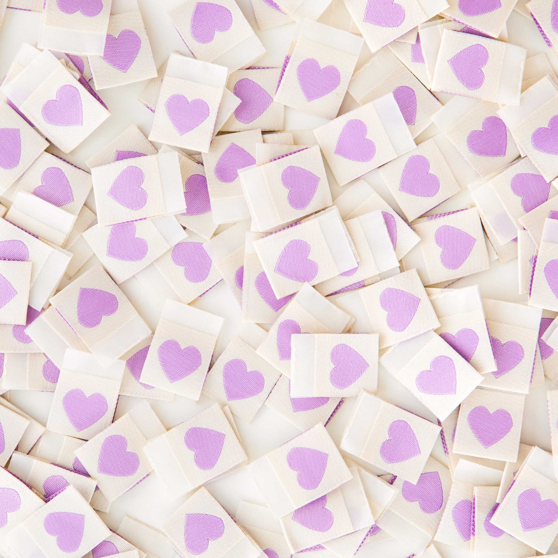 Sarah Hearts - Purple Heart Woven Labels - Sewing Woven Clothing Label Tags