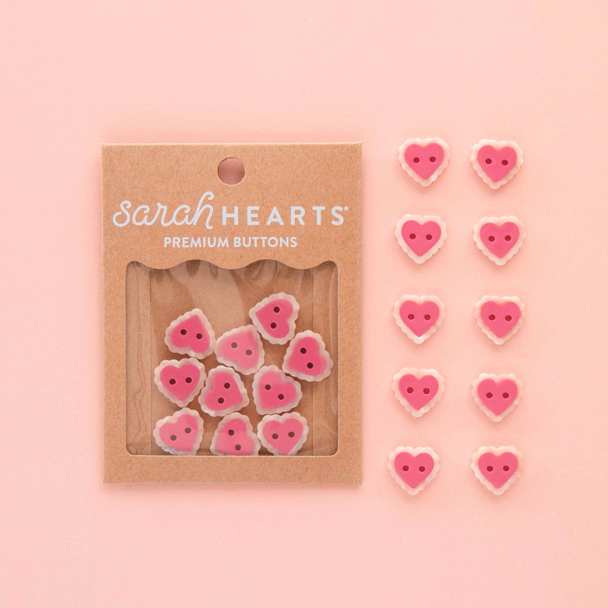 Sarah Hearts - Pink Sweet Heart Small 5/8" Buttons