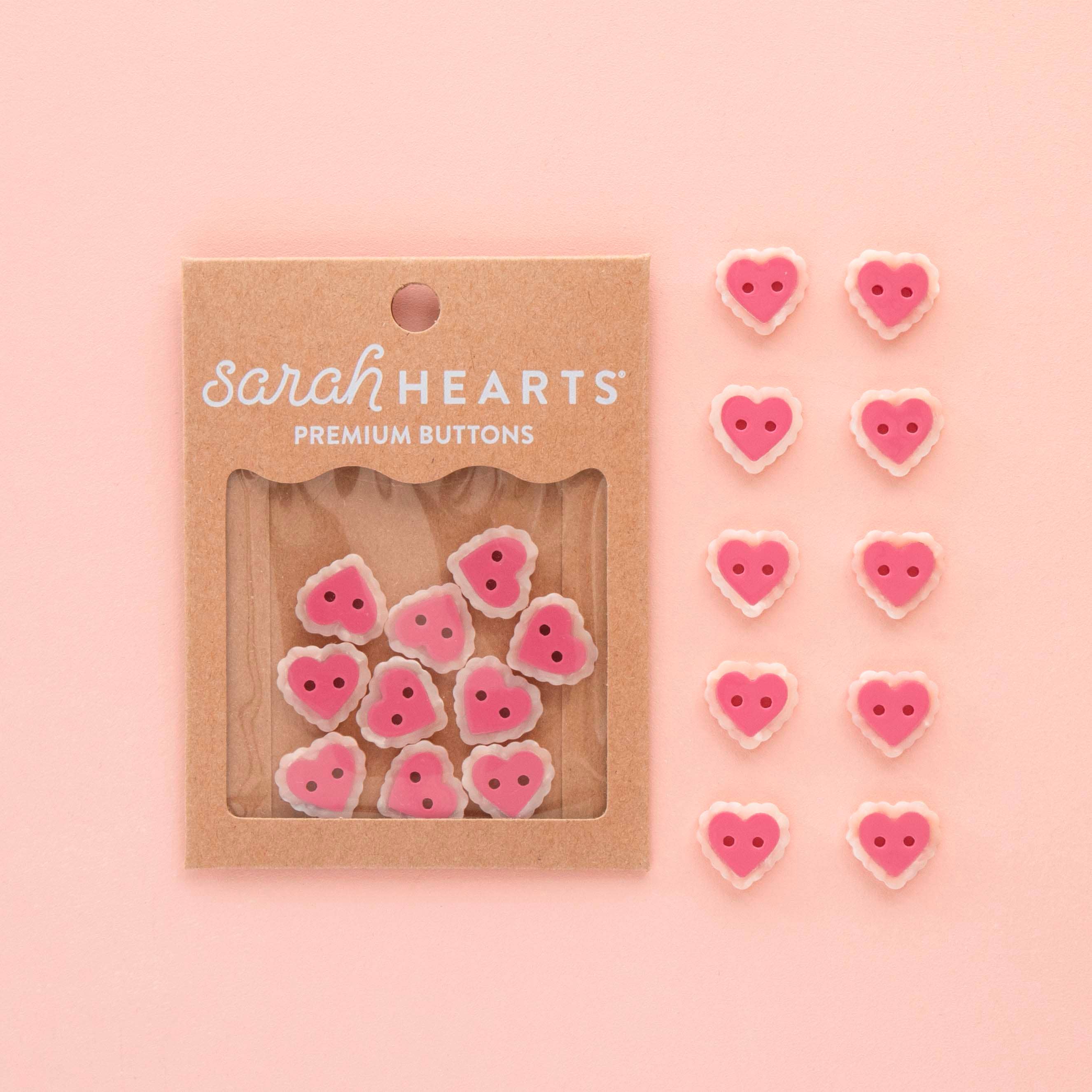 Sarah Hearts - Pink Sweet Heart Small 5/8" Buttons