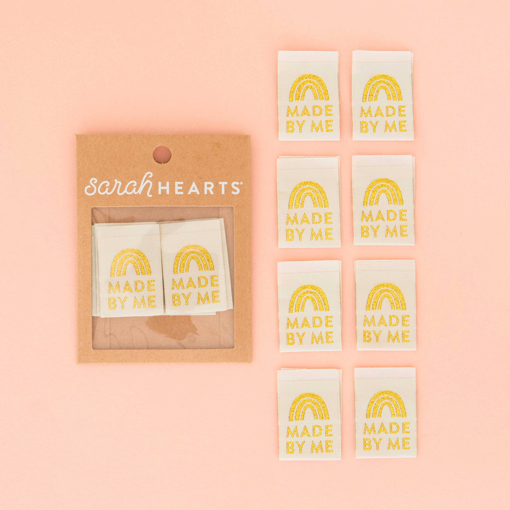 Sarah Hearts - Made by Me - Gold Sewing Woven Clothing Label Tags