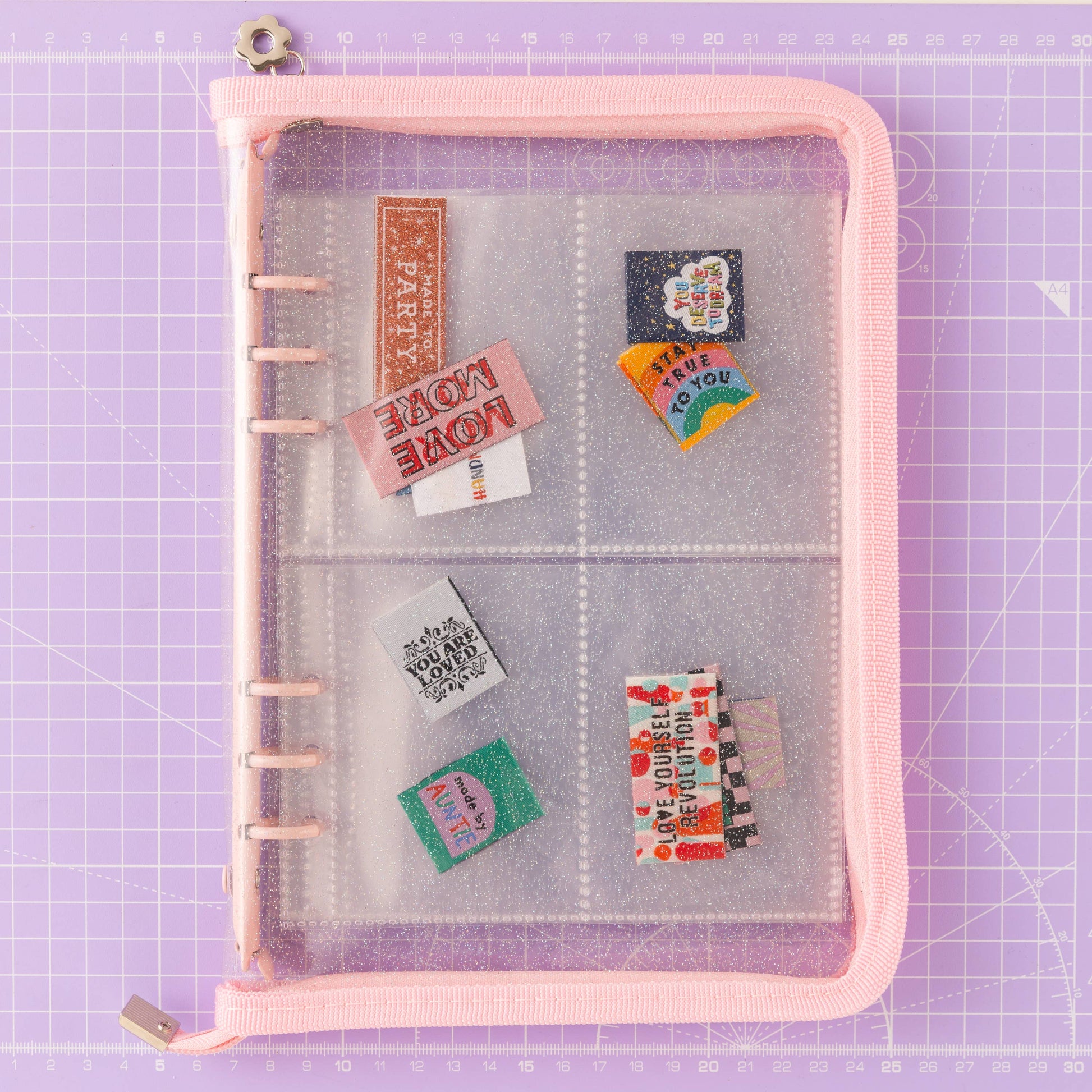 LABEL STASH FOLDER - PINK - Sewing Label Storage