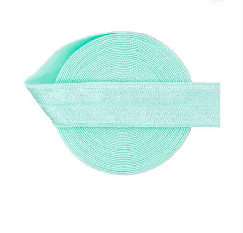 Aqua fold over elastic, aqua elastic for headbands: By yard