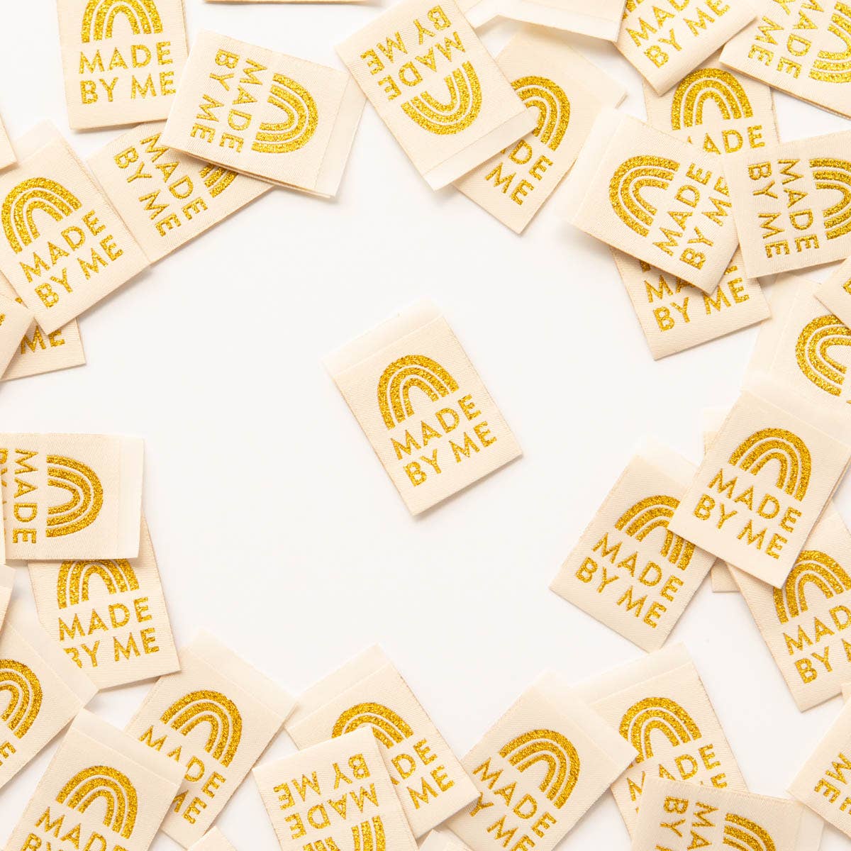 Sarah Hearts - Made by Me - Gold Sewing Woven Clothing Label Tags