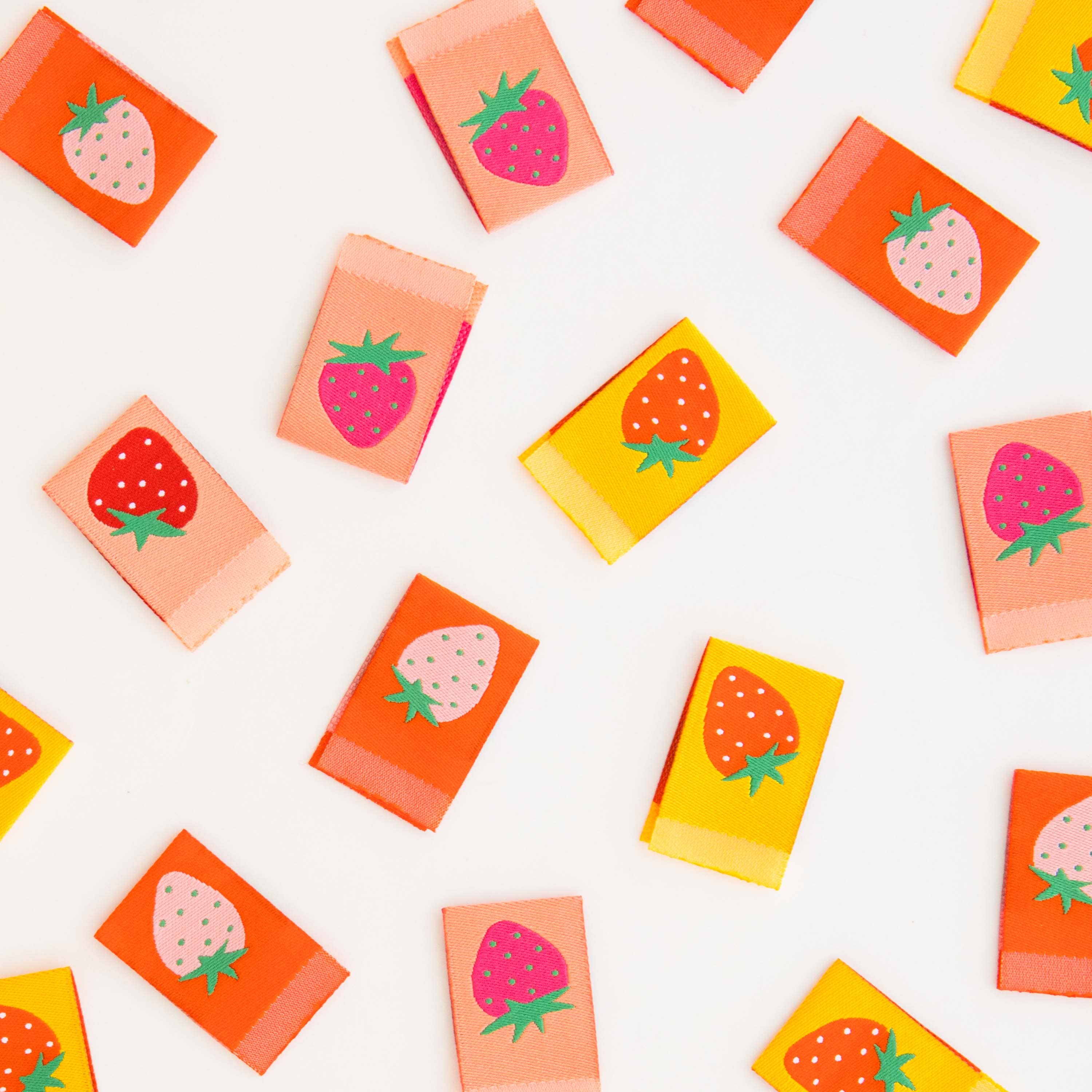 Sarah Hearts - Strawberry Multipack Woven Sewing Labels