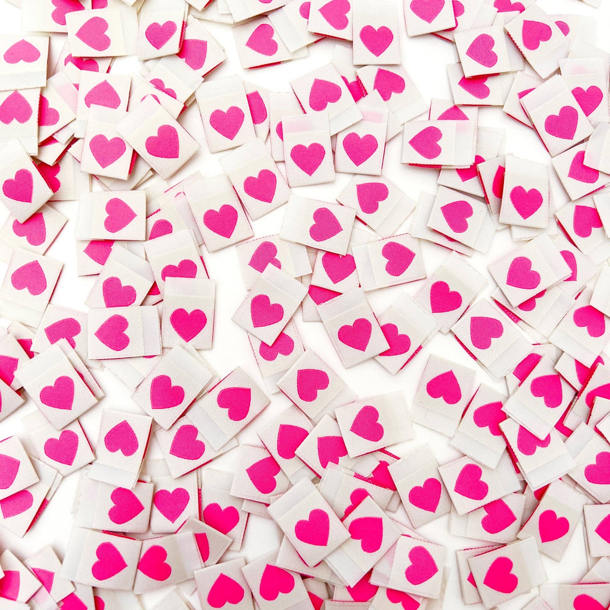 Sarah Hearts - Pink Heart Woven Labels - Sewing Labels Tags