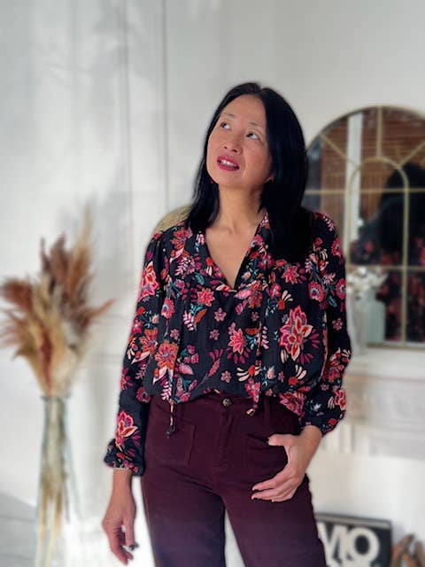 Slub Viscose Fabric – Kalya Indian Floral Black – My Dress Made