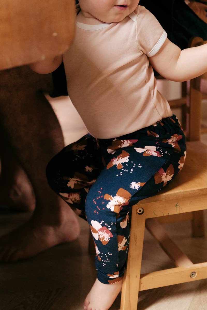 Organic Cotton Jersey Fabric – Anémone Ink Blue – Eglantine et Zoé