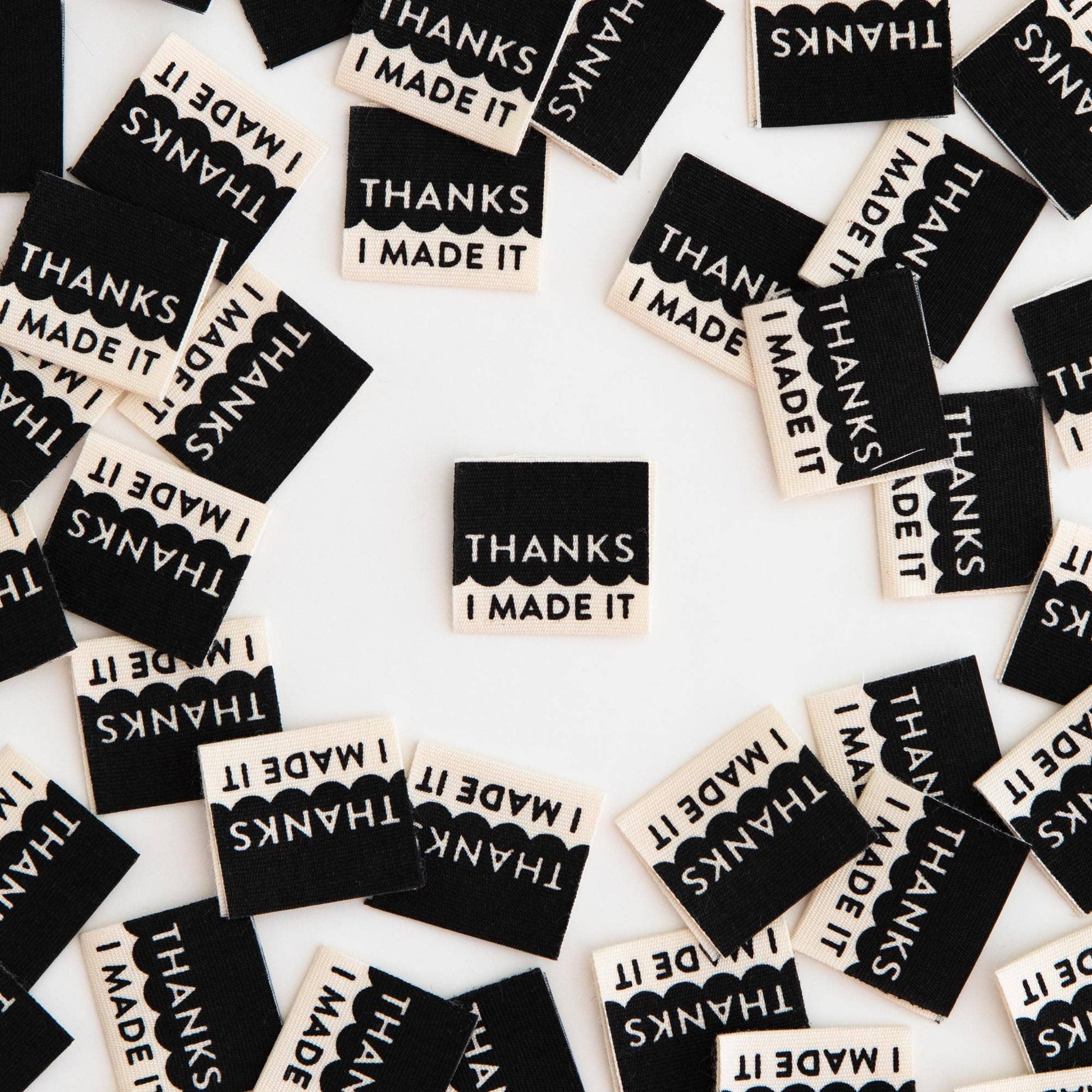 Sarah Hearts - Thanks I Made It Organic Cotton - Sewing Woven Label Tags