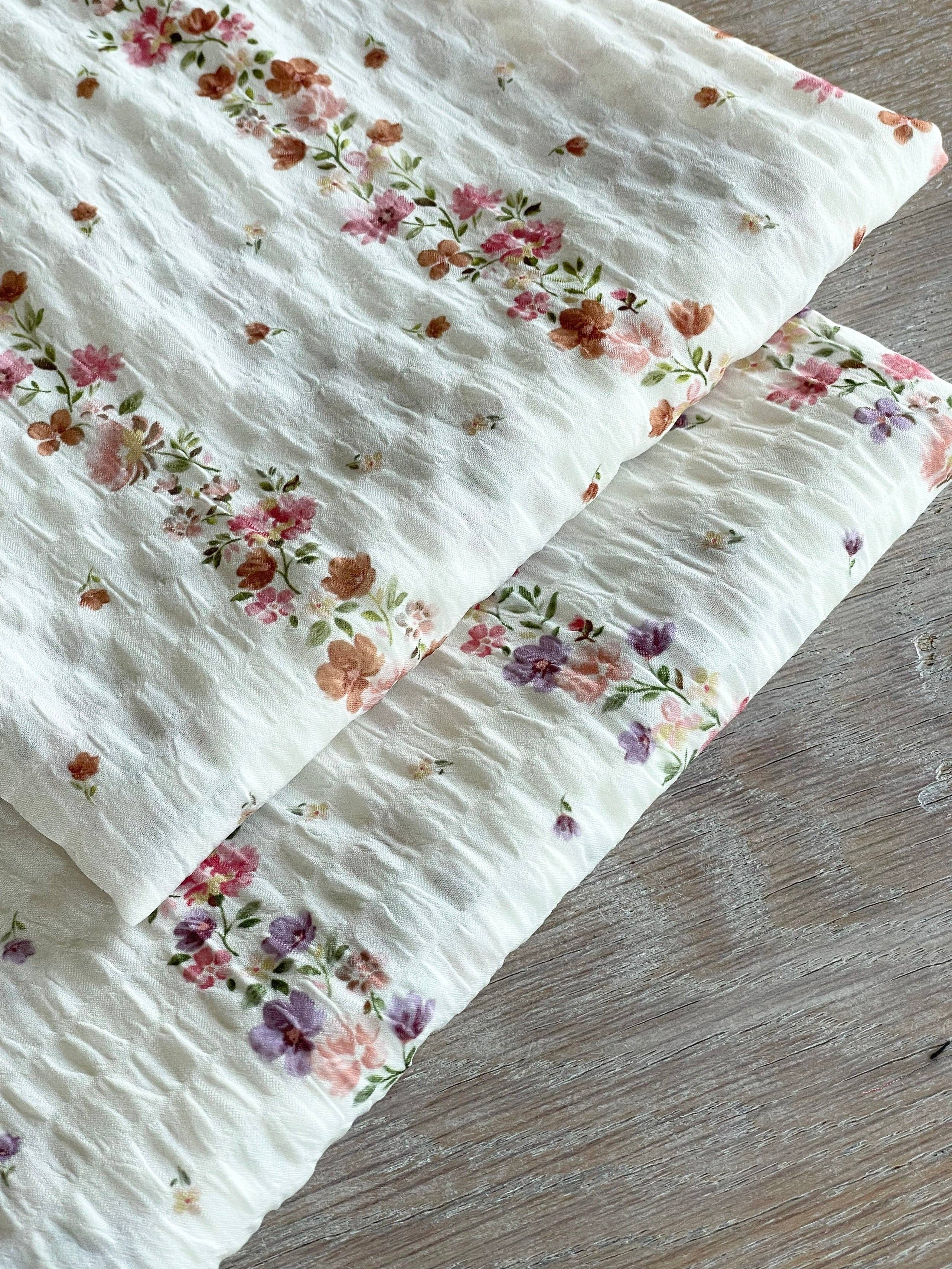 Seersucker Fabric – Maritza Print Ivory & Caramel – Atelier 27