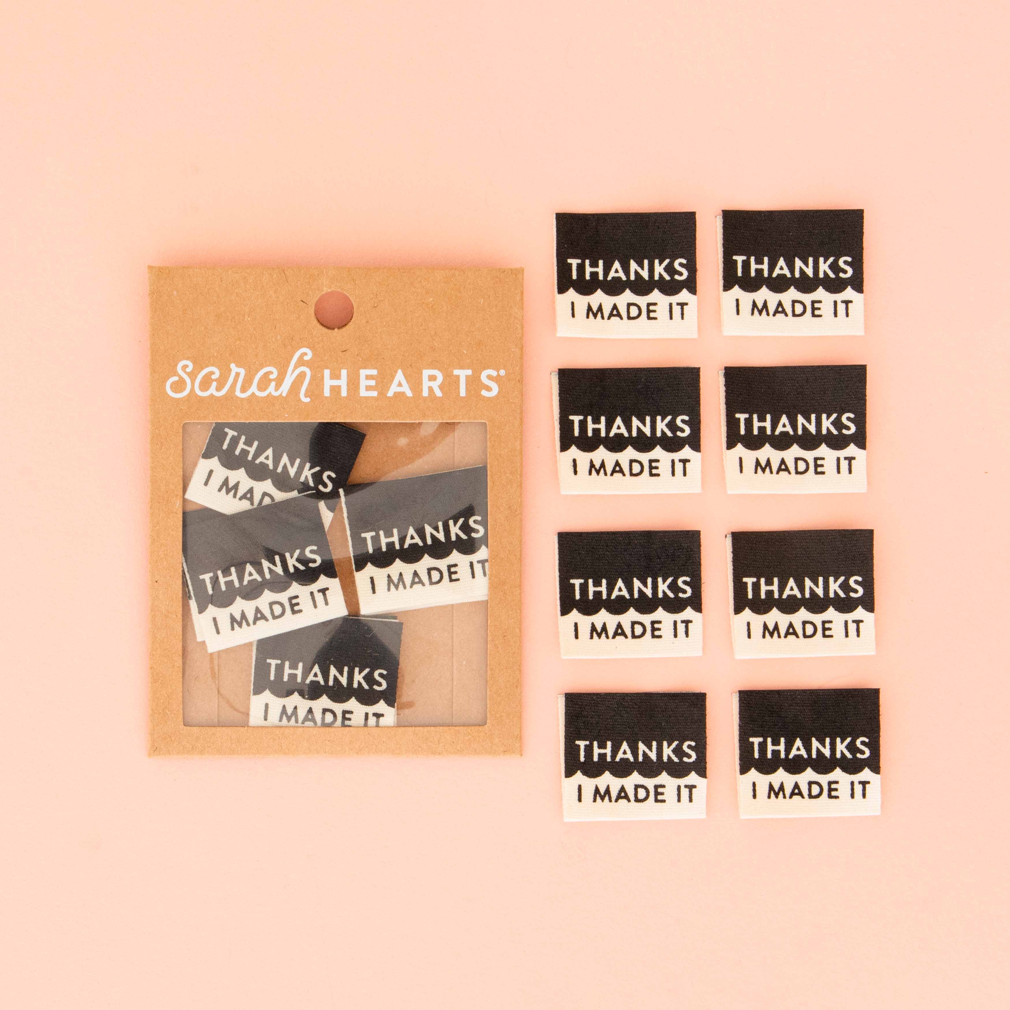 Sarah Hearts - Thanks I Made It Organic Cotton - Sewing Woven Label Tags