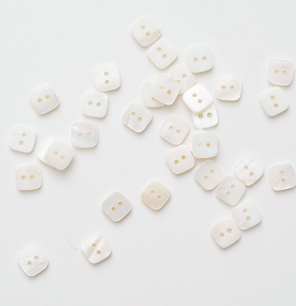 Square shaped natural shell buttons 1/2 inch set of 12 by Matchy Matchy Sewing Club