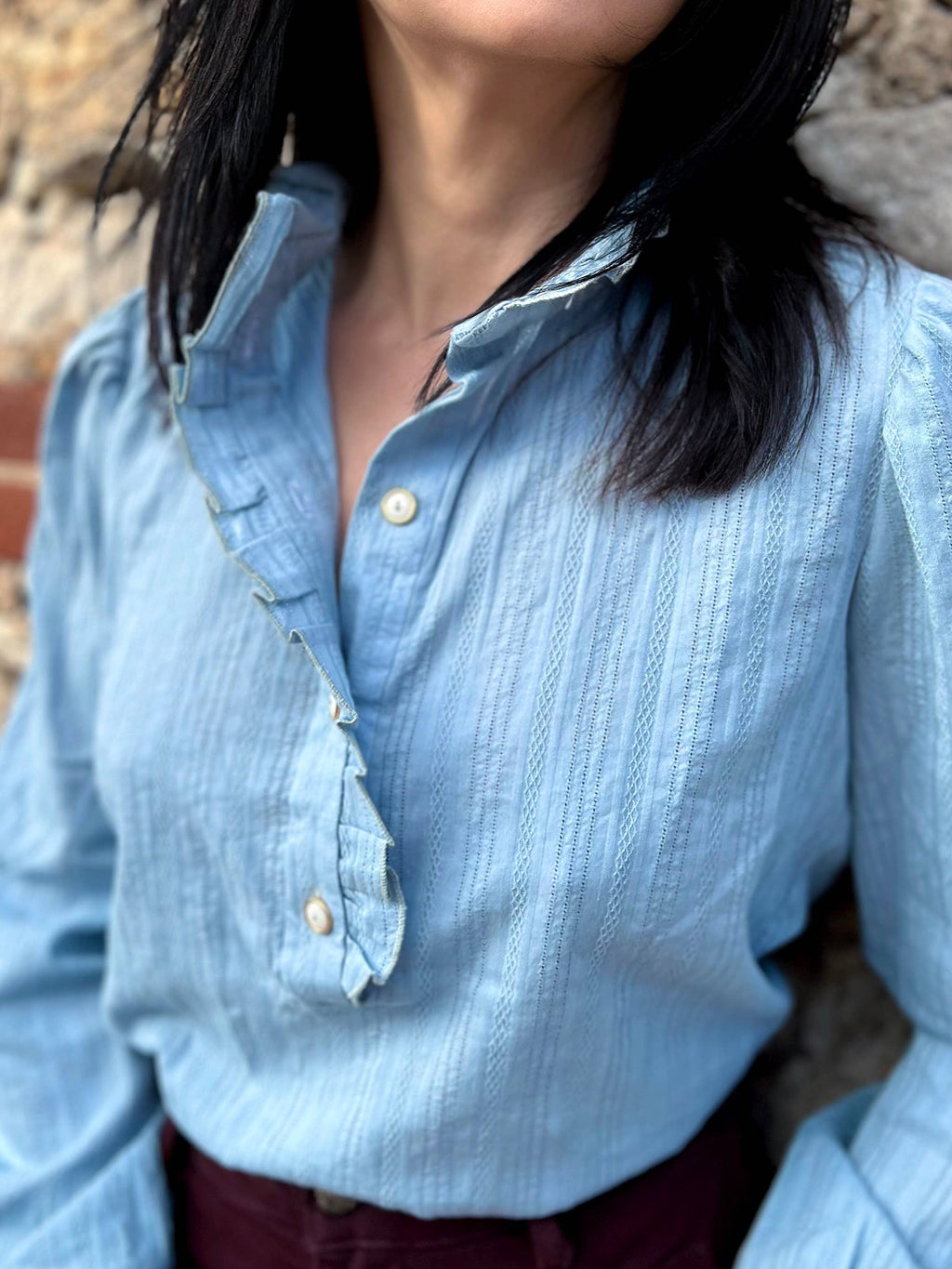 Cotton Broderie Anglaise Fabric – Iris in Sky Blue – My Dress Made