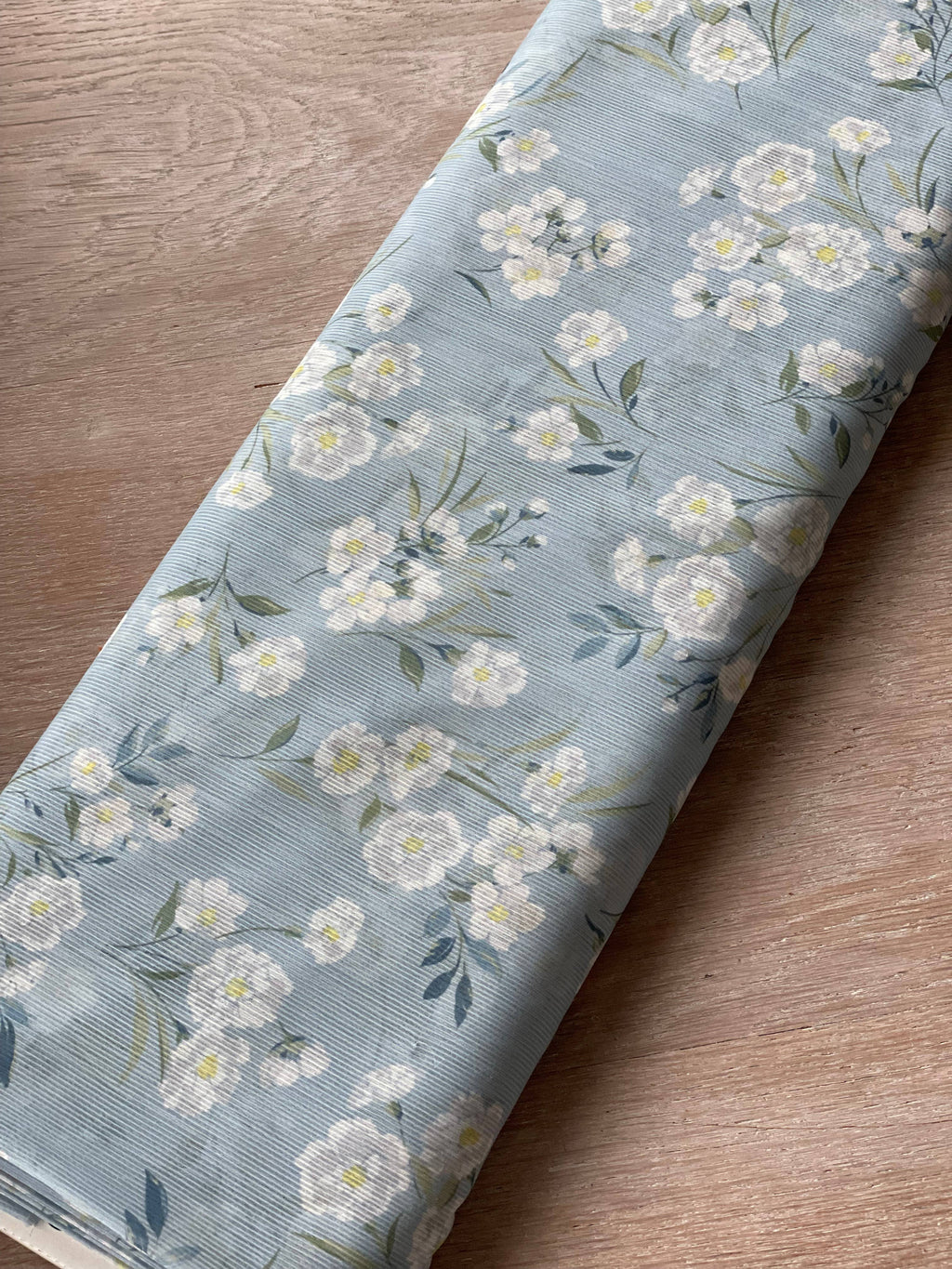 Polyester Elastane Mousseline Fabric – Appolline Print in Glacier Blue– Atelier 27