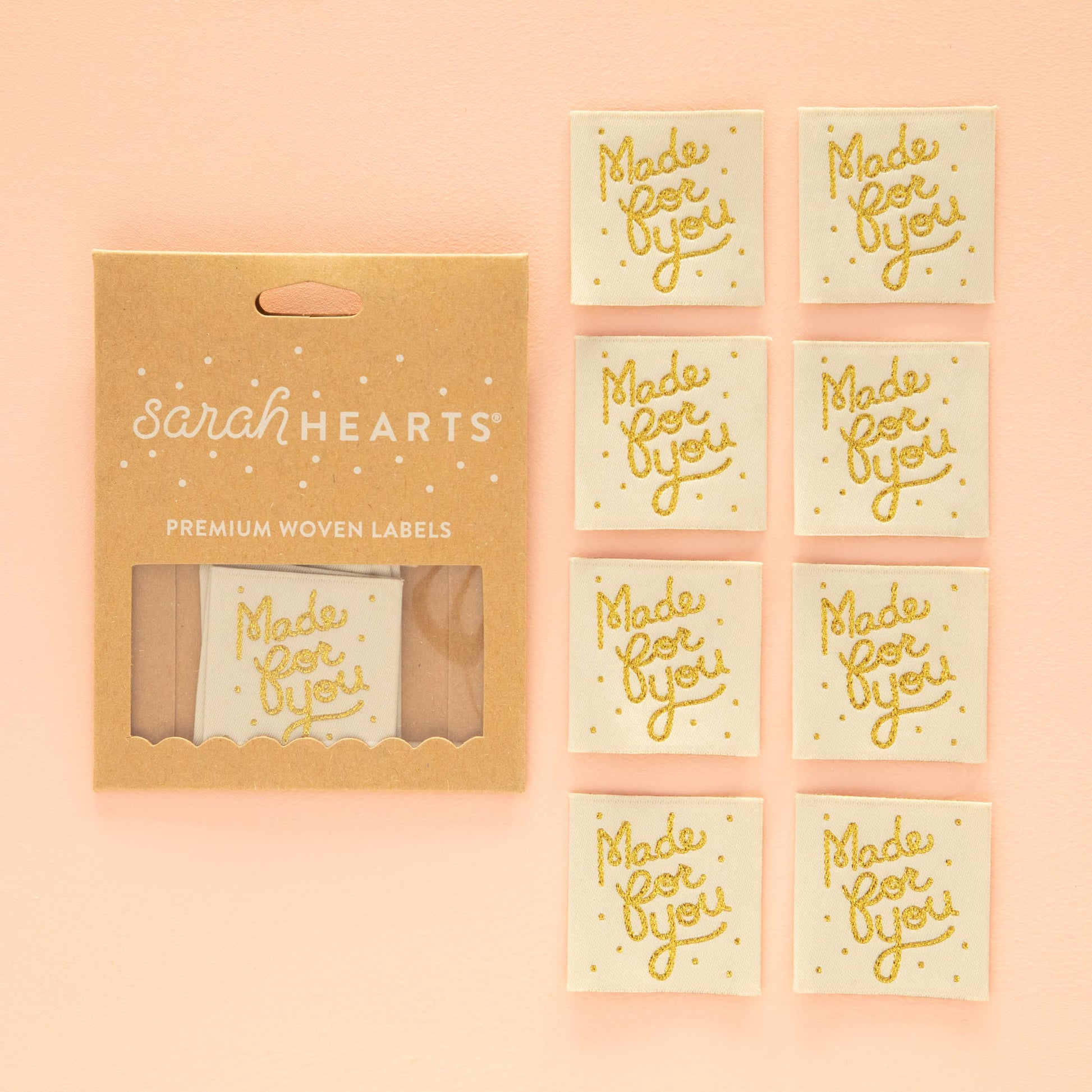 Sarah Hearts - Made for You - Christmas Sewing Gift Tag Woven Labels