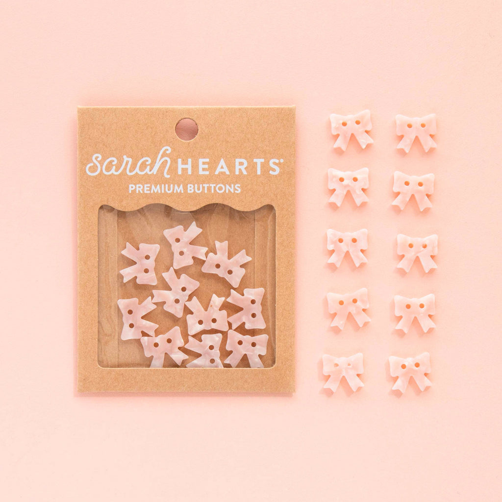 Sarah Hearts - Pink Bow Small 5/8" Buttons