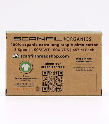 Scanfil Cool Purples 3-spool organic thread set packaging view
