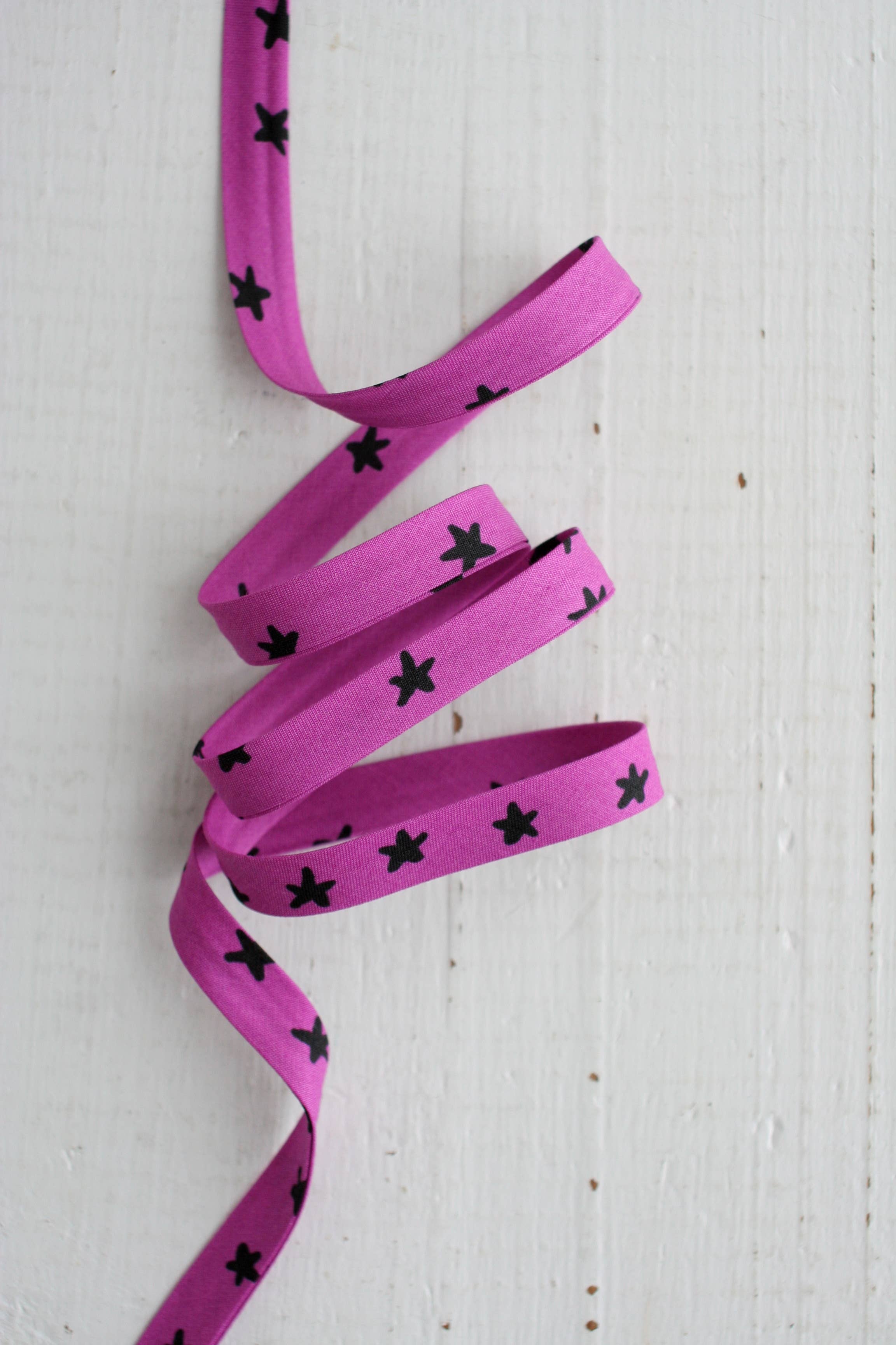 Starry Witchy Purple Halloween 1/2 inch double fold cotton bias binding tape by Bessie Pearl Binding Co