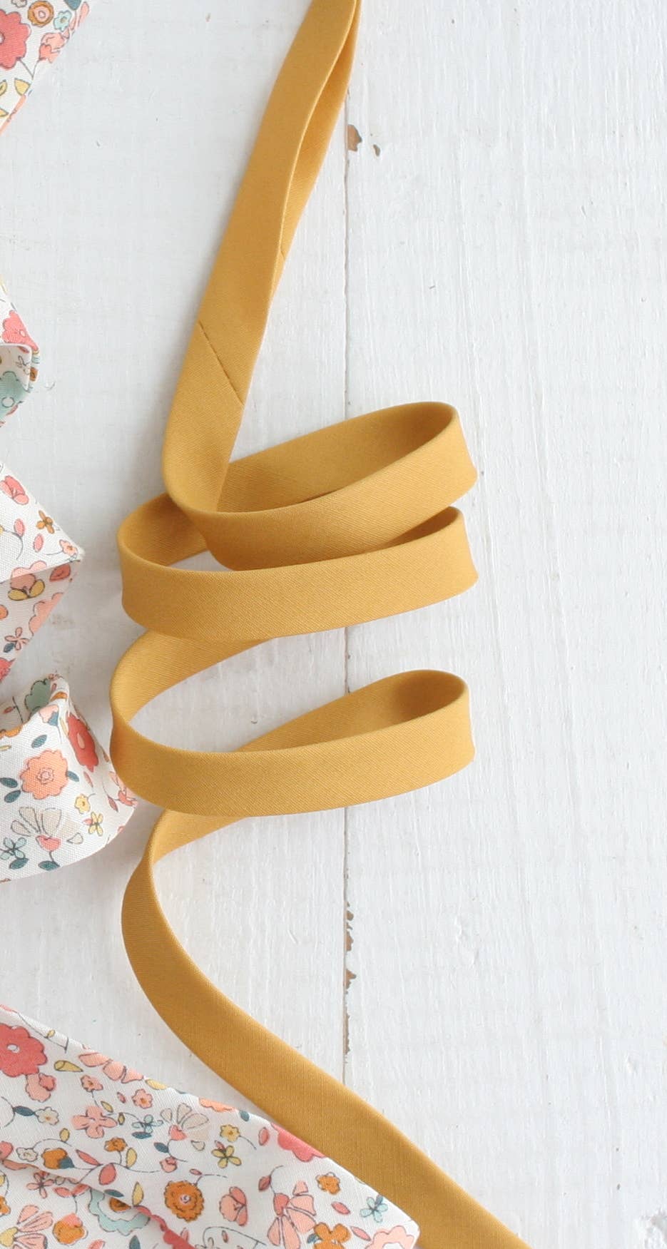 Honey Pure Solid 1/2 inch double fold cotton bias binding tape by Bessie Pearl Binding Co