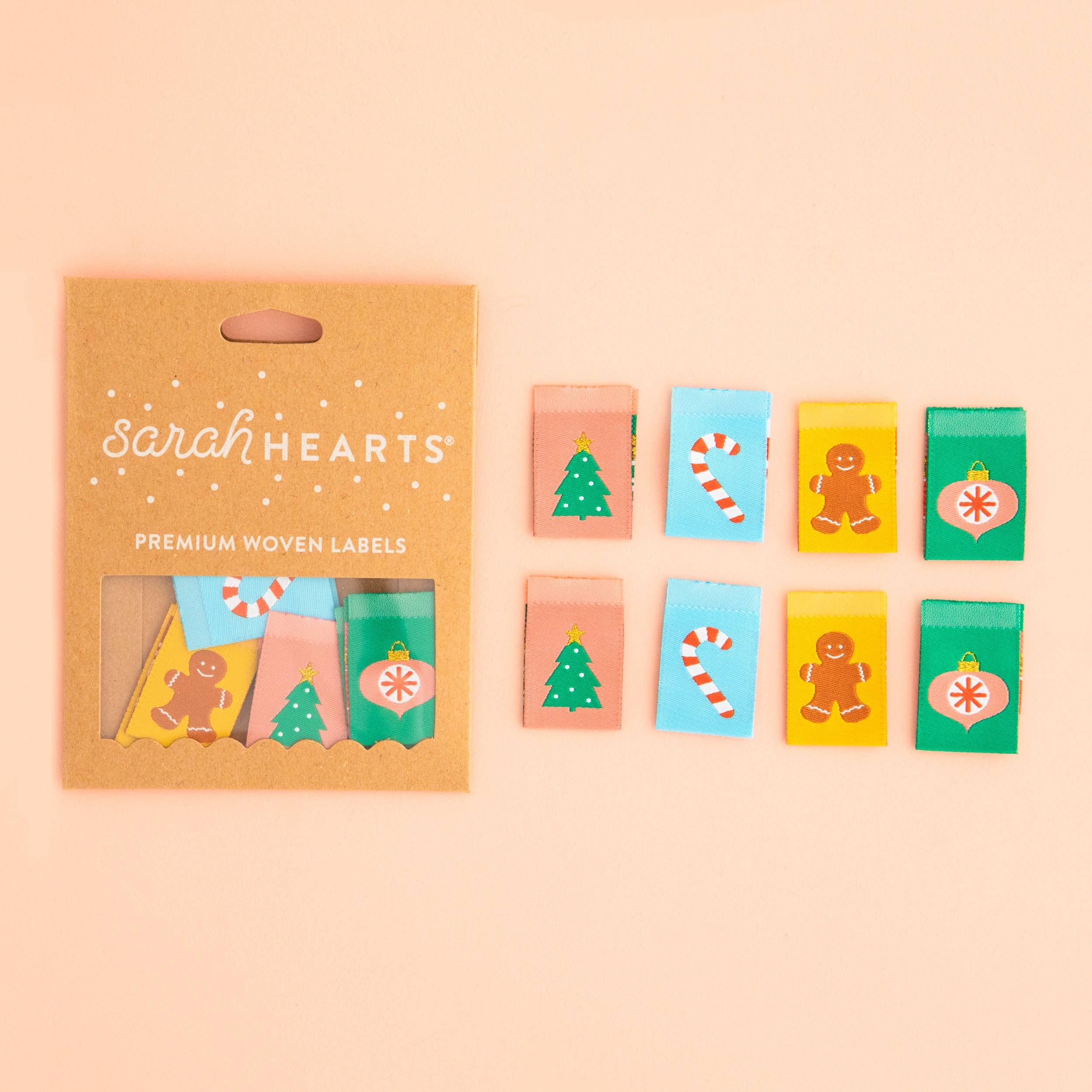 Sarah Hearts - Christmas Holiday Stocking Stuffer Woven Quilt & Garment Labels