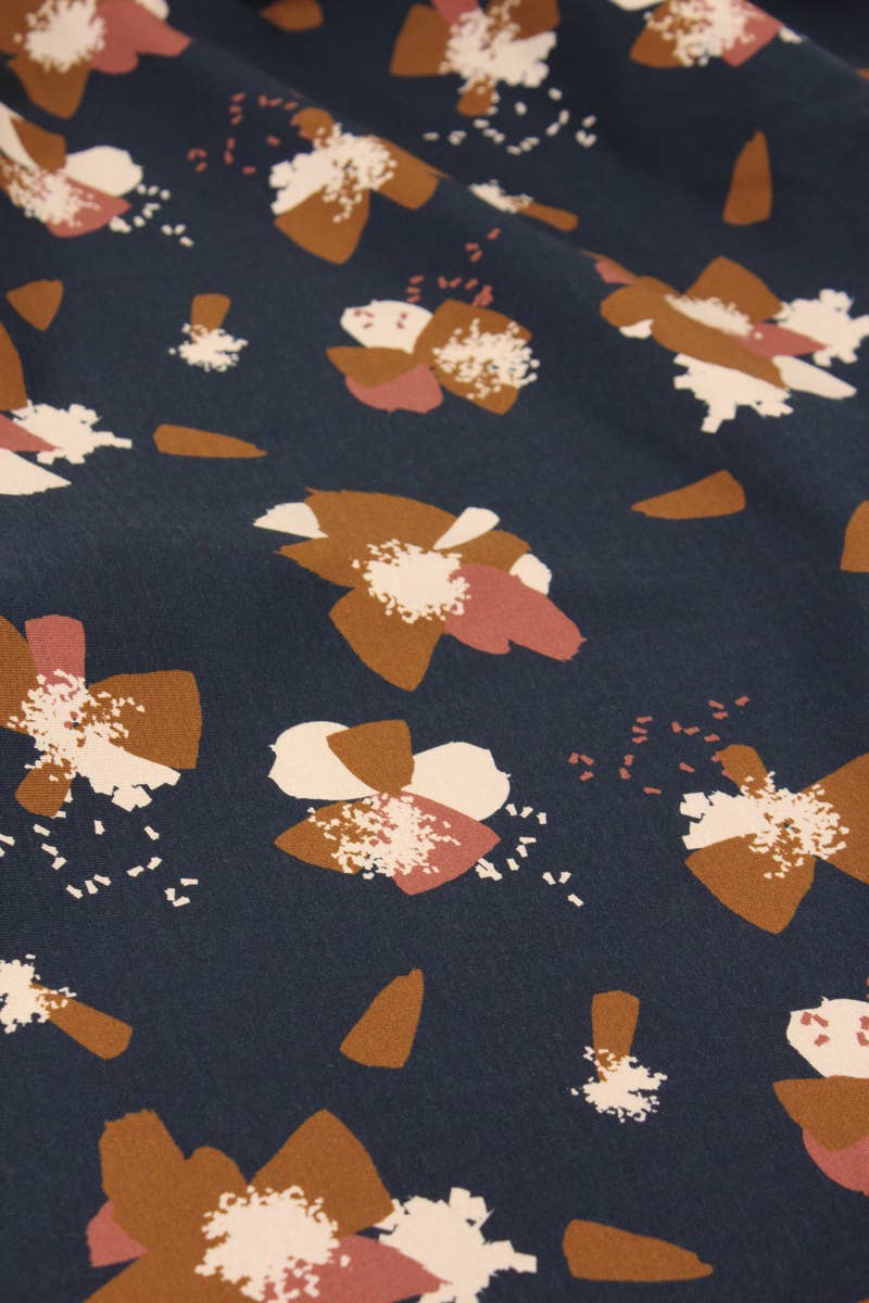Eglantine et Zoé - Anémone Ink Blue Cotton Jersey Fabric