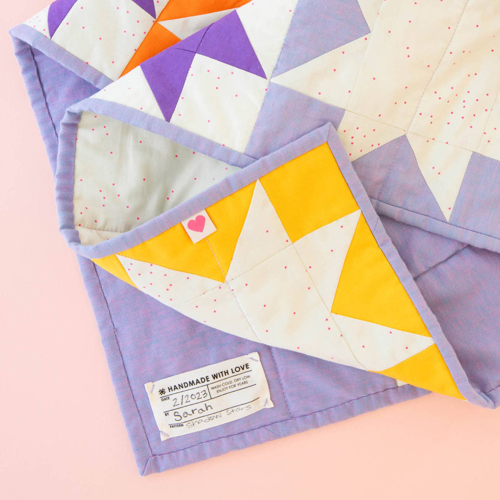 Sarah Hearts - Quilt Info Large Write-In Organic Cotton Sewing Labels