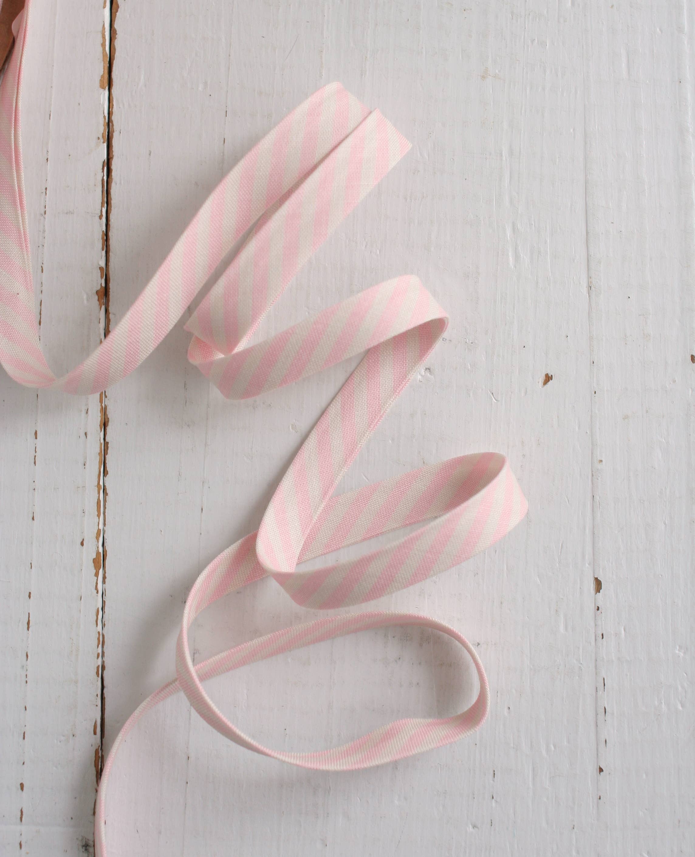 Pink Stripe 1/2 inch double fold cotton bias binding tape by Bessie Pearl Binding Co