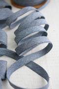 Chambray Indigo 1/2 inch double fold cotton bias binding tape by Bessie Pearl Binding Co