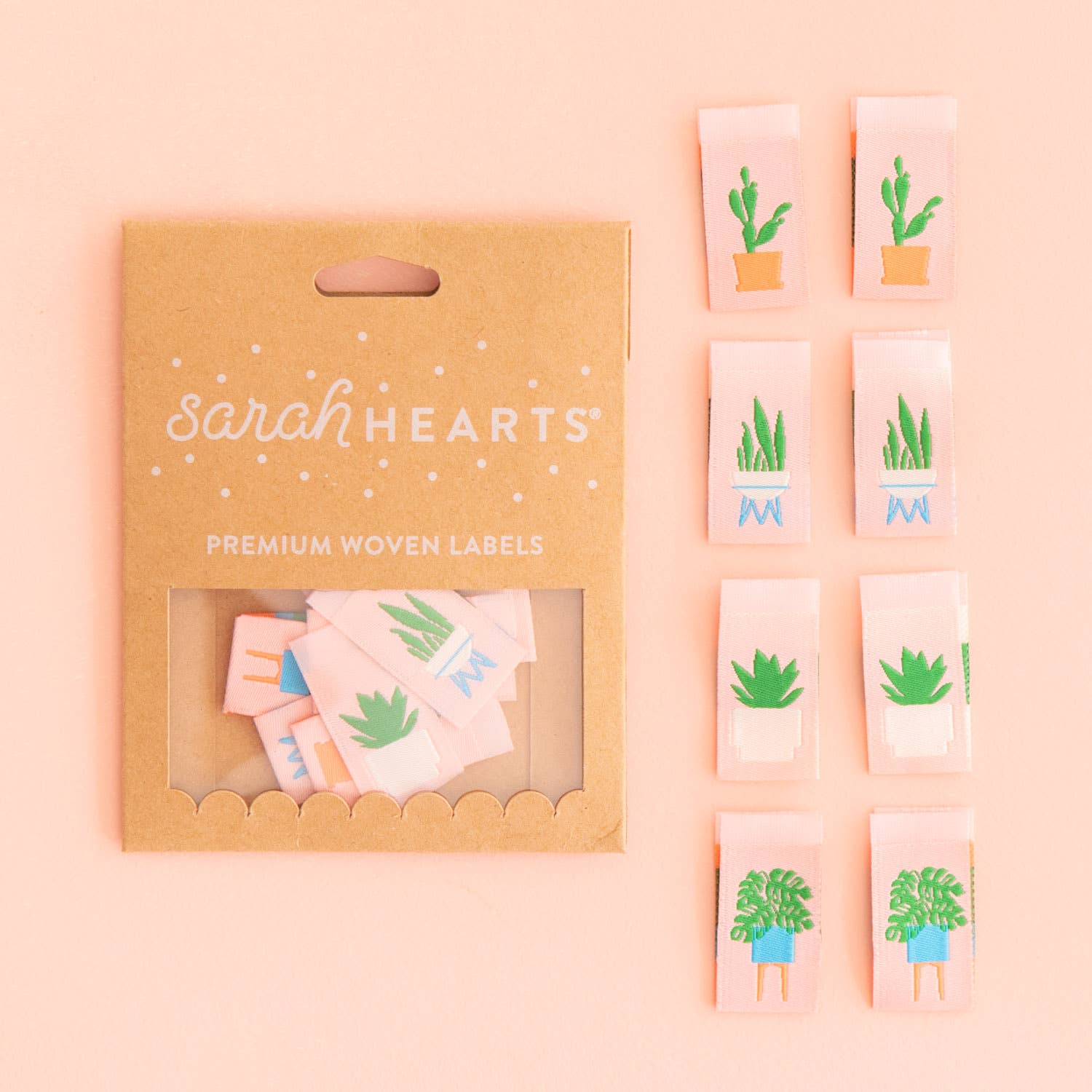 Sarah Hearts - Houseplants - Multipack Woven Sewing Labels