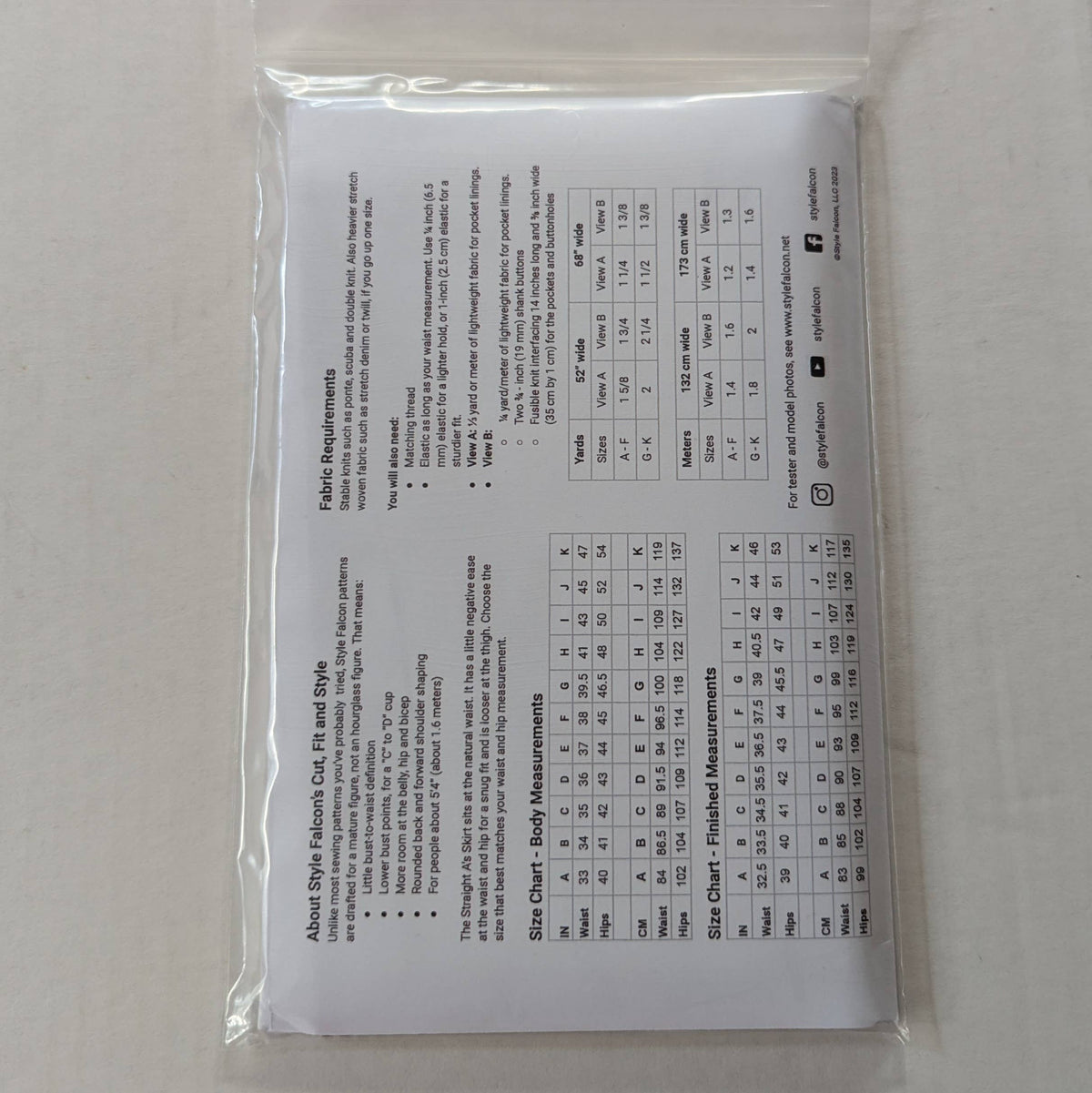 Style Falcon Straight A's Skirt Sewing Pattern